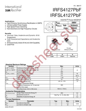 IRFSL4127PBF datasheet  